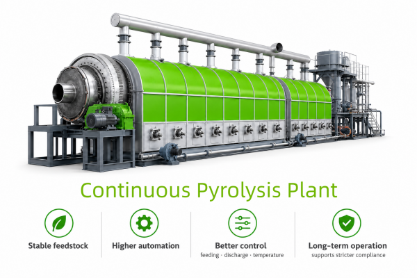 Continuous waste recycling pyrolysis plant