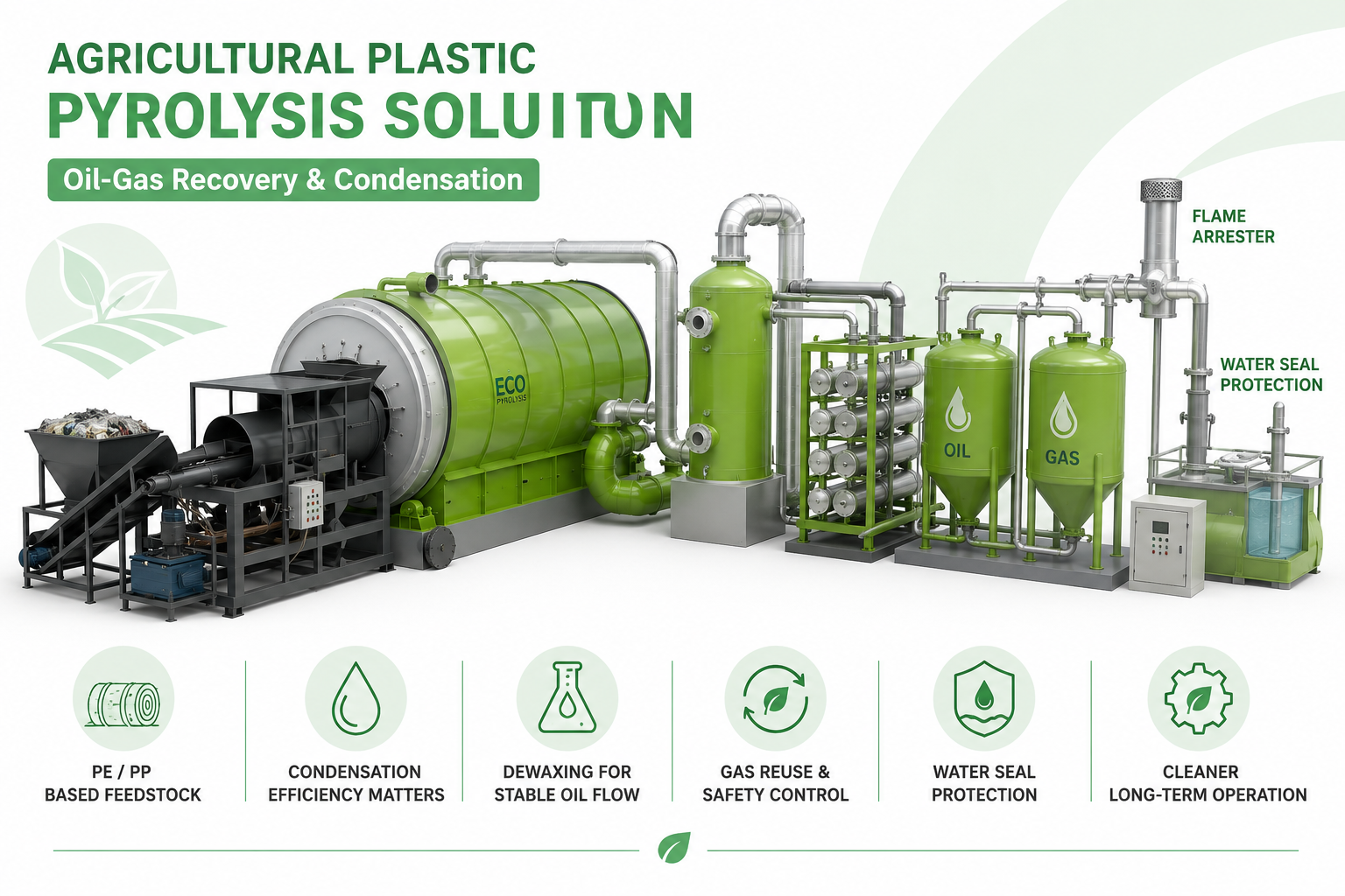Oil-gas recovery for plastic pyrolysis