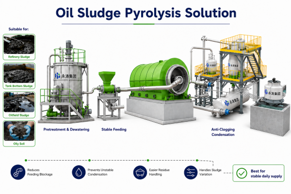 Oil sludge disposal pyrolysis line