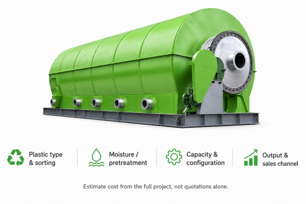 Plastic to oil pyrolysis plant