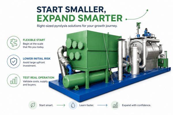 Skid-mounted pyrolysis plant