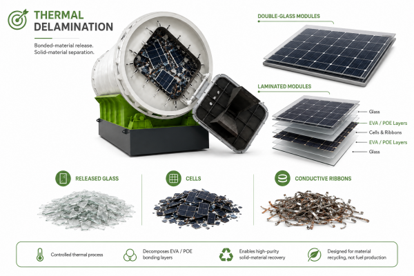 Solar panel thermal pyrolysis plant