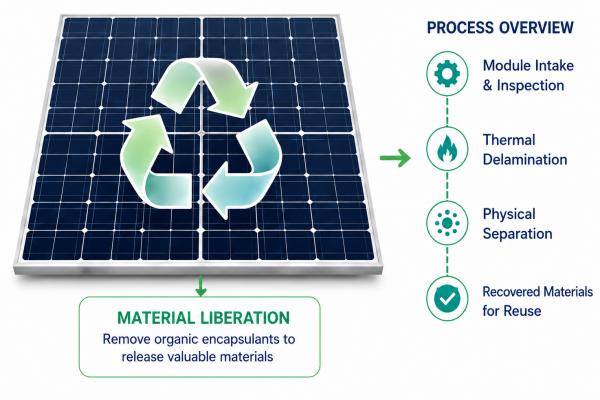 Pyrolysis process of photovoltaic panels